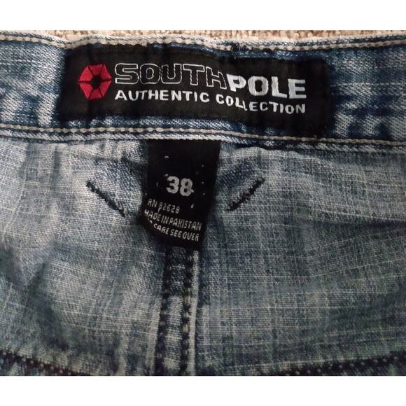 Vintage Southpole Baggy Jeans Size 38 Distressed Pockets Patchwork Rare - Picture 2 of 15